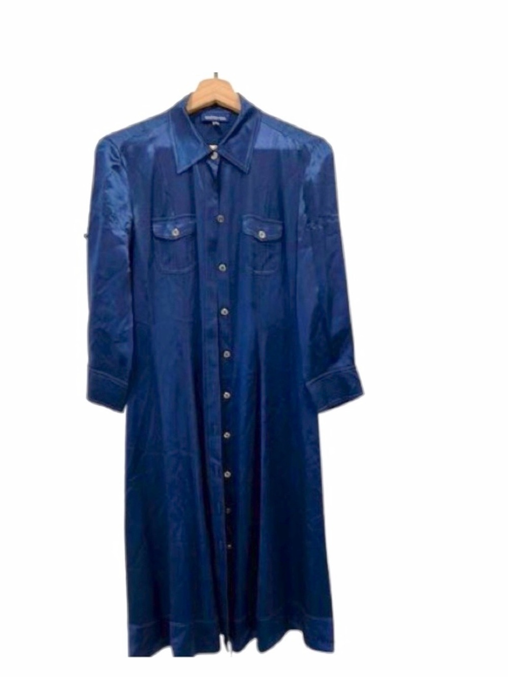 Silk Dress Martin + Osa Midnight Blue 3/4 Sleeve Y2K